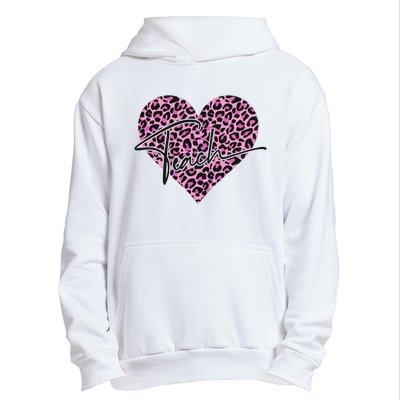 Pink Love Heart Leopard Print Teacher Urban Pullover Hoodie