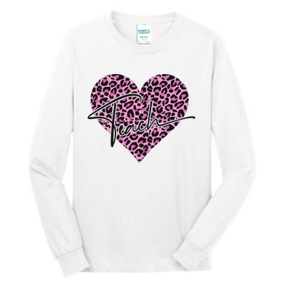 Pink Love Heart Leopard Print Teacher Tall Long Sleeve T-Shirt