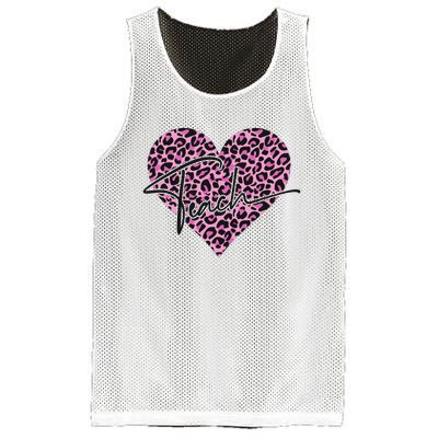 Pink Love Heart Leopard Print Teacher Mesh Reversible Basketball Jersey Tank