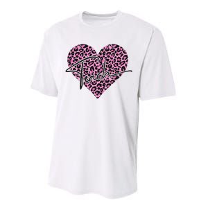 Pink Love Heart Leopard Print Teacher Performance Sprint T-Shirt