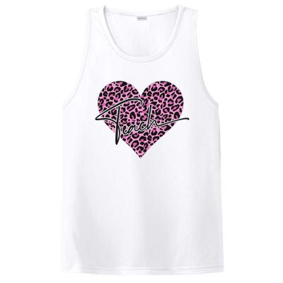 Pink Love Heart Leopard Print Teacher PosiCharge Competitor Tank