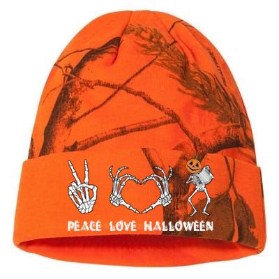 Peace Love Halloween Pumpkin Skeleton Playing Accordion Funny Gift Kati Licensed 12" Camo Beanie