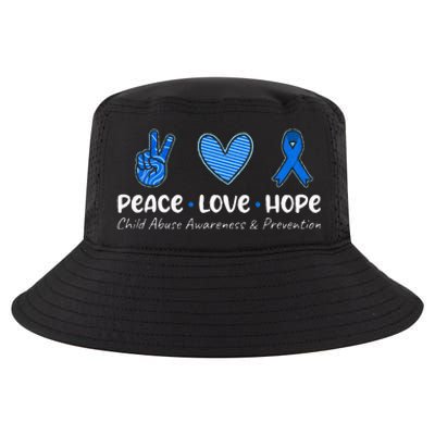 Peace Love Hope Child Abuse Awareness Blue Ribbon Cool Comfort Performance Bucket Hat