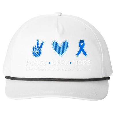 Peace Love Hope Child Abuse Awareness Blue Ribbon Snapback Five-Panel Rope Hat