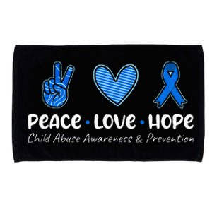 Peace Love Hope Child Abuse Awareness Blue Ribbon Microfiber Hand Towel