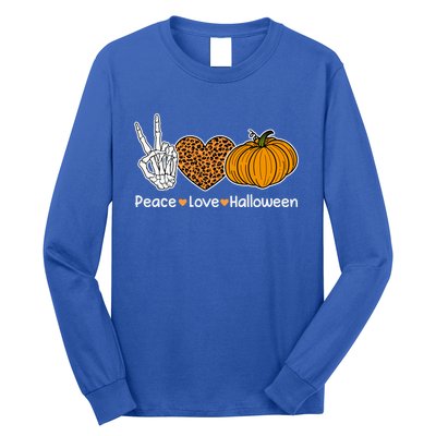 Peace Love Halloween Happy Halloween Pumpkin Leopard Heart Gift Long Sleeve Shirt