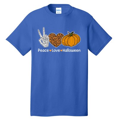 Peace Love Halloween Happy Halloween Pumpkin Leopard Heart Gift Tall T-Shirt