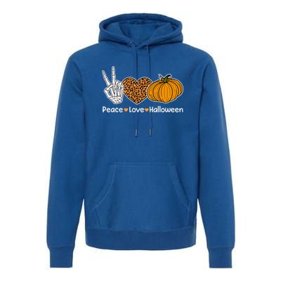 Peace Love Halloween Happy Halloween Pumpkin Leopard Heart Gift Premium Hoodie