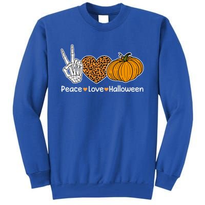 Peace Love Halloween Happy Halloween Pumpkin Leopard Heart Gift Tall Sweatshirt