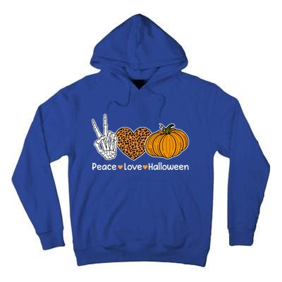 Peace Love Halloween Happy Halloween Pumpkin Leopard Heart Gift Tall Hoodie