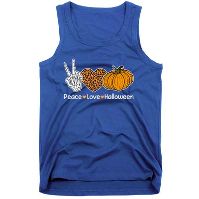 Peace Love Halloween Happy Halloween Pumpkin Leopard Heart Gift Tank Top