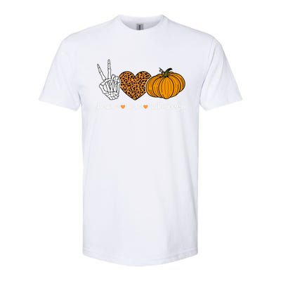 Peace Love Halloween Happy Halloween Pumpkin Leopard Heart Gift Softstyle® CVC T-Shirt