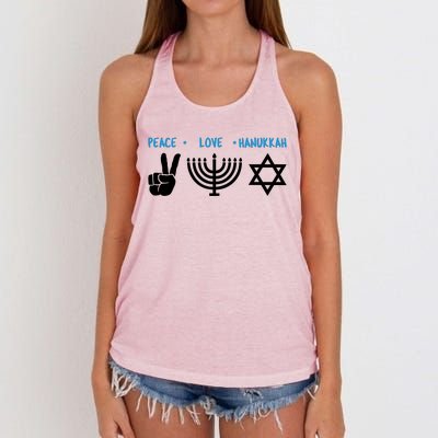 Peace Love Hanukkah Jewish Hanukkah Chanukah Women's Knotted Racerback Tank