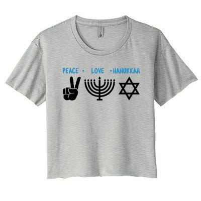 Peace Love Hanukkah Jewish Hanukkah Chanukah Women's Crop Top Tee