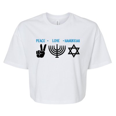 Peace Love Hanukkah Jewish Hanukkah Chanukah Bella+Canvas Jersey Crop Tee