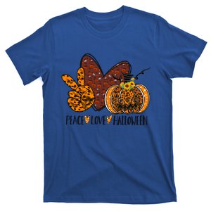 Peace Love Halloween Leopard Sunflower Pumpkin Gift T-Shirt