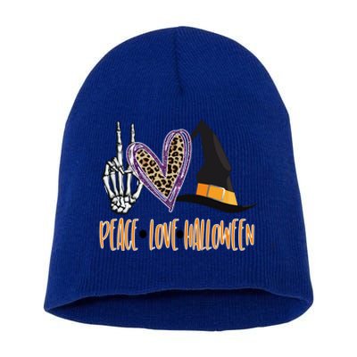 Peace Love Halloween Gift Short Acrylic Beanie