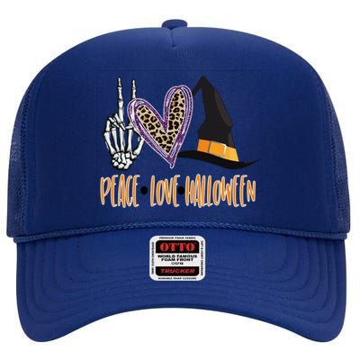 Peace Love Halloween Gift High Crown Mesh Back Trucker Hat