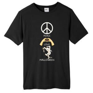 Peace Love Halloween Mummy Hand Heart Peace Sign Costume Gift Tall Fusion ChromaSoft Performance T-Shirt