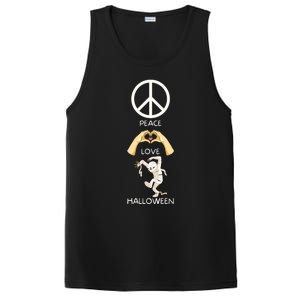 Peace Love Halloween Mummy Hand Heart Peace Sign Costume Gift PosiCharge Competitor Tank