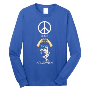 Peace Love Halloween Mummy Hand Heart Peace Sign Costume Gift Long Sleeve Shirt