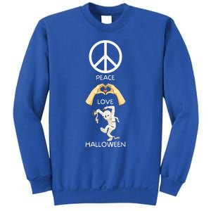 Peace Love Halloween Mummy Hand Heart Peace Sign Costume Gift Sweatshirt