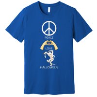 Peace Love Halloween Mummy Hand Heart Peace Sign Costume Gift Premium T-Shirt