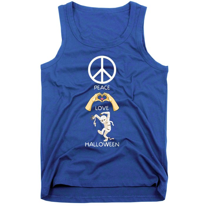 Peace Love Halloween Mummy Hand Heart Peace Sign Costume Gift Tank Top