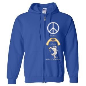 Peace Love Halloween Mummy Hand Heart Peace Sign Costume Gift Full Zip Hoodie