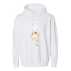 Peace Love Halloween Mummy Hand Heart Peace Sign Costume Gift Garment-Dyed Fleece Hoodie