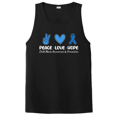 Peace Love Hope Abuse Awareness Prevention Blue Ribbon Gift PosiCharge Competitor Tank