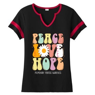 Peace Love Hope Pulmonary Fibrosis Awareness Gift Cute Gift Ladies Halftime Notch Neck Tee