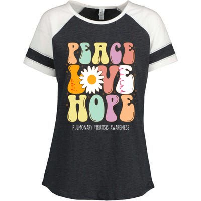 Peace Love Hope Pulmonary Fibrosis Awareness Gift Cute Gift Enza Ladies Jersey Colorblock Tee