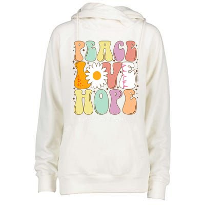 Peace Love Hope Pulmonary Fibrosis Awareness Gift Cute Gift Womens Funnel Neck Pullover Hood