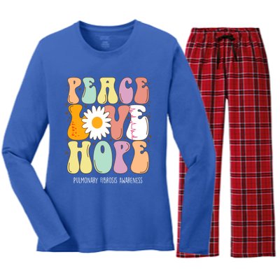 Peace Love Hope Pulmonary Fibrosis Awareness Gift Cute Gift Women's Long Sleeve Flannel Pajama Set 