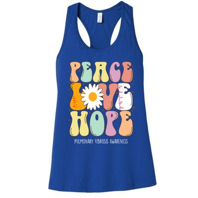 Peace Love Hope Pulmonary Fibrosis Awareness Gift Cute Gift Women's Racerback Tank