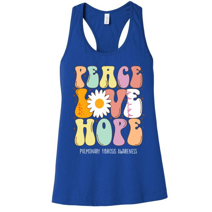 Peace Love Hope Pulmonary Fibrosis Awareness Gift Cute Gift Women's Racerback Tank