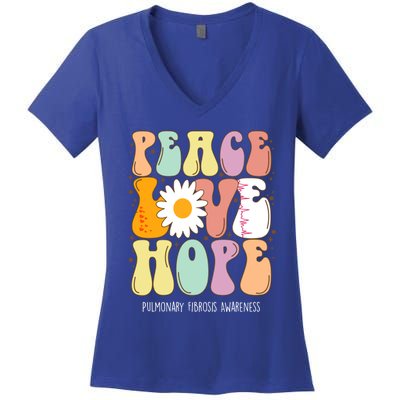 Peace Love Hope Pulmonary Fibrosis Awareness Gift Cute Gift Women's V-Neck T-Shirt