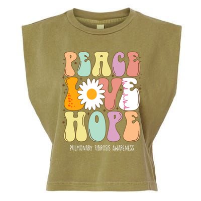 Peace Love Hope Pulmonary Fibrosis Awareness Gift Cute Gift Garment-Dyed Women's Muscle Tee