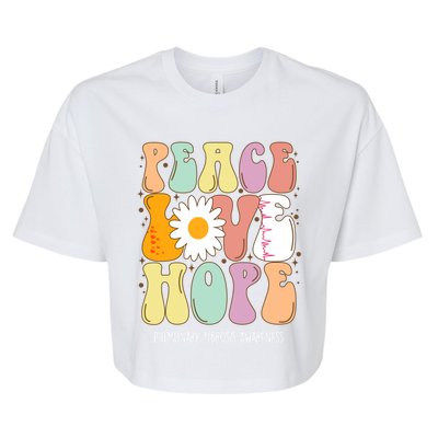 Peace Love Hope Pulmonary Fibrosis Awareness Gift Cute Gift Bella+Canvas Jersey Crop Tee