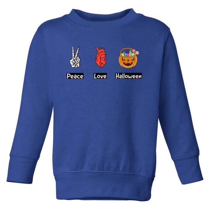 Peace Love Halloween Design Gift Toddler Sweatshirt