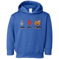 Peace Love Halloween Design Gift Toddler Hoodie