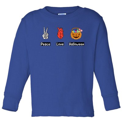 Peace Love Halloween Design Gift Toddler Long Sleeve Shirt