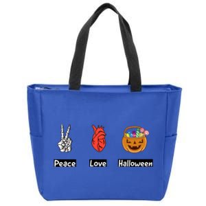 Peace Love Halloween Design Gift Zip Tote Bag