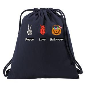 Peace Love Halloween Design Gift Drawstring Bag