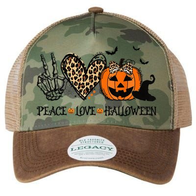 Peace Love Halloween Happy Halloween Pumpkin Leopard Heart Legacy Tie Dye Trucker Hat