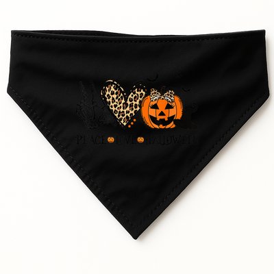 Peace Love Halloween Happy Halloween Pumpkin Leopard Heart USA-Made Doggie Bandana