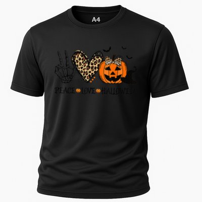 Peace Love Halloween Happy Halloween Pumpkin Leopard Heart Performance Shirt