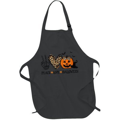 Peace Love Halloween Happy Halloween Pumpkin Leopard Heart Apron