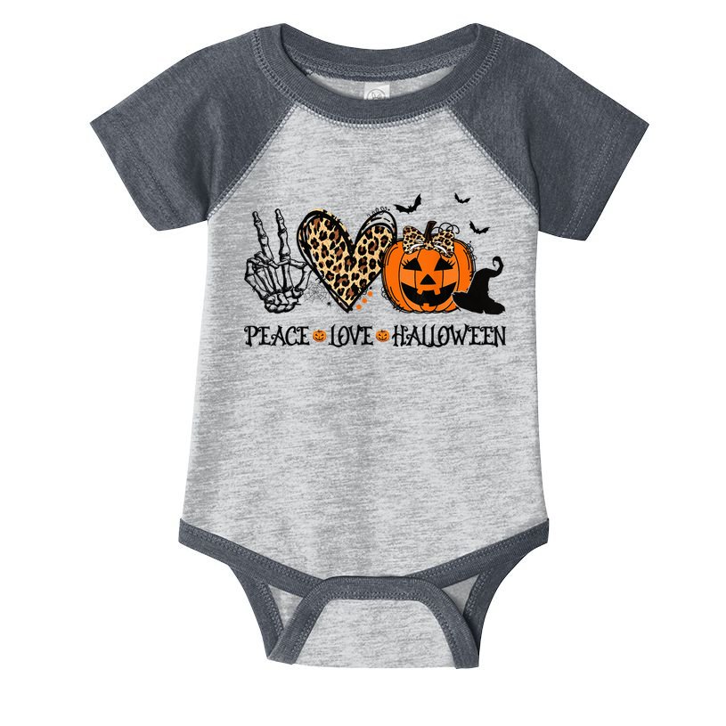 Peace Love Halloween Happy Halloween Pumpkin Leopard Heart Infant Baby Jersey Bodysuit